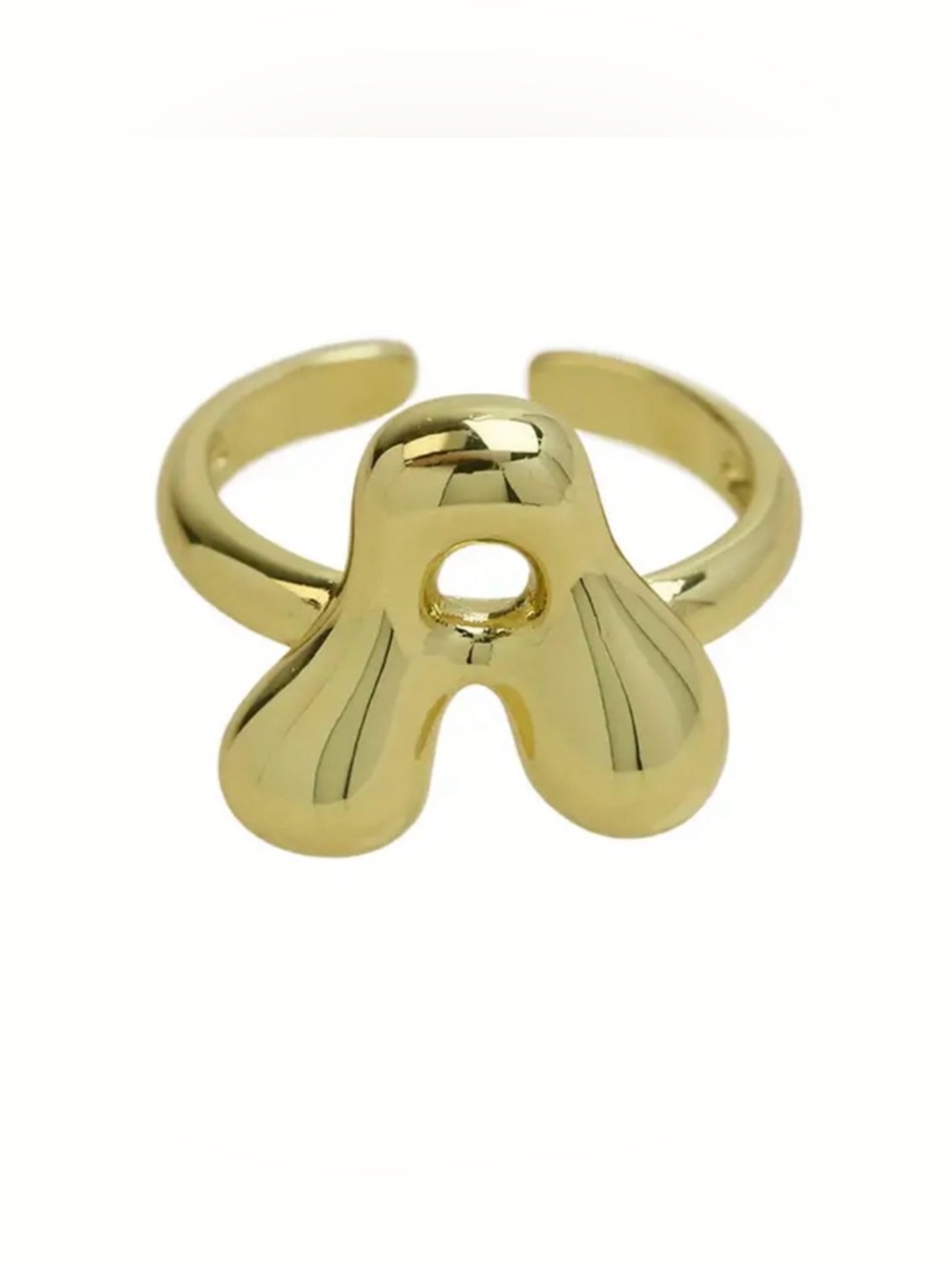 18k Gold Plated Adjustable Open Style A Initial Fashion Ring One Size